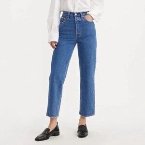 Levi's Women's Size 26 Ribcage Straight Ankle Jeans Long Med Wash High Waist